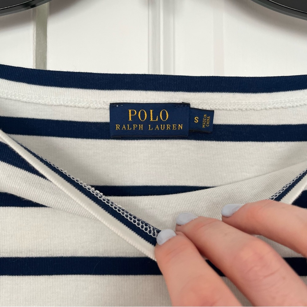 Polo Ralph Lauren size small blue and white striped top